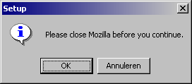Mozilla Firefox dient gesloten te worden